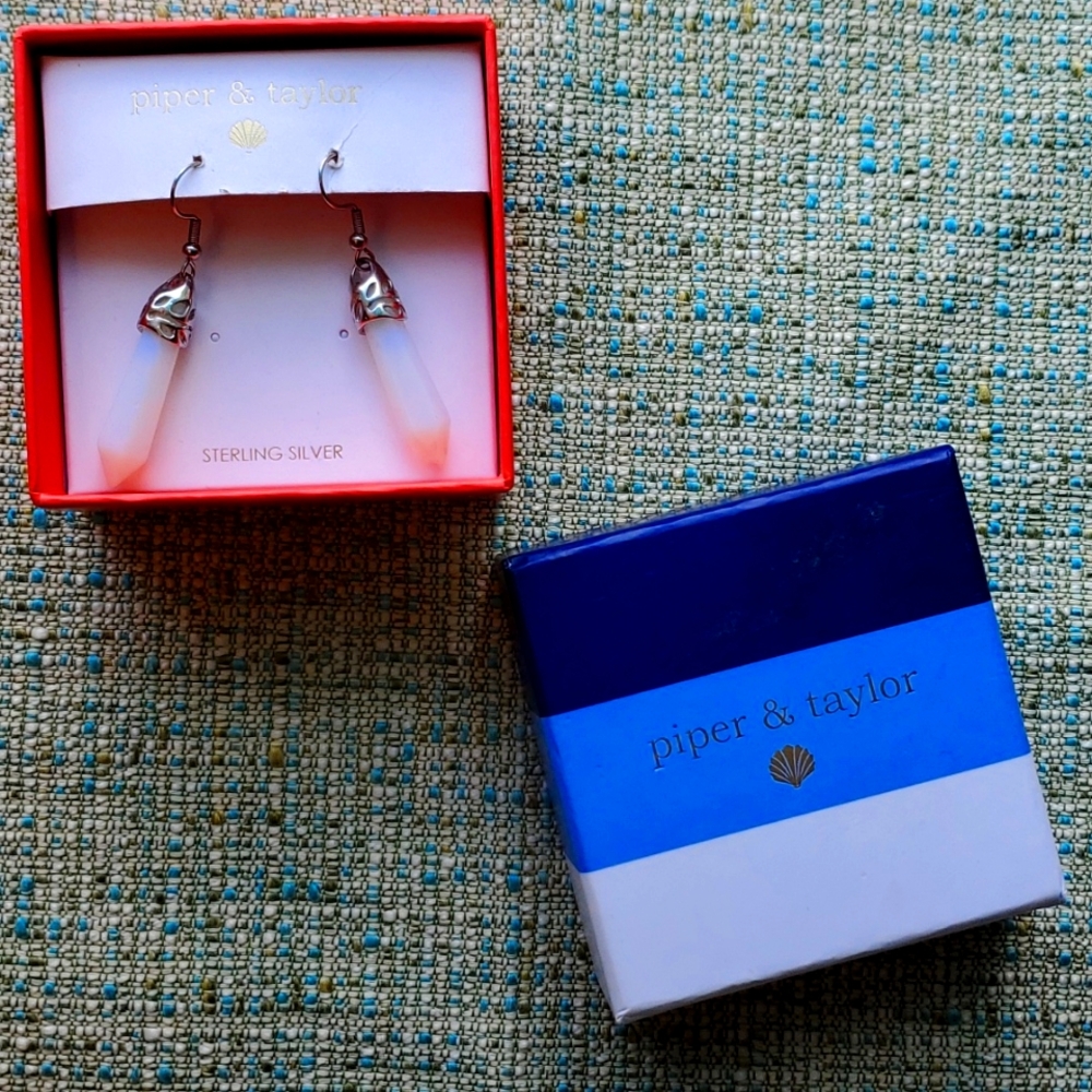 Opalite Pendulum Pendant Sterling Silver Earrings - Picture 4 of 5